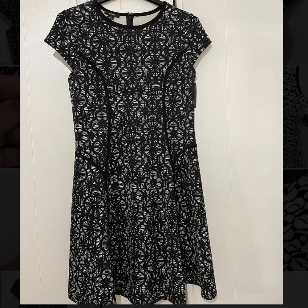 Black lace-patterned dress by Alfani